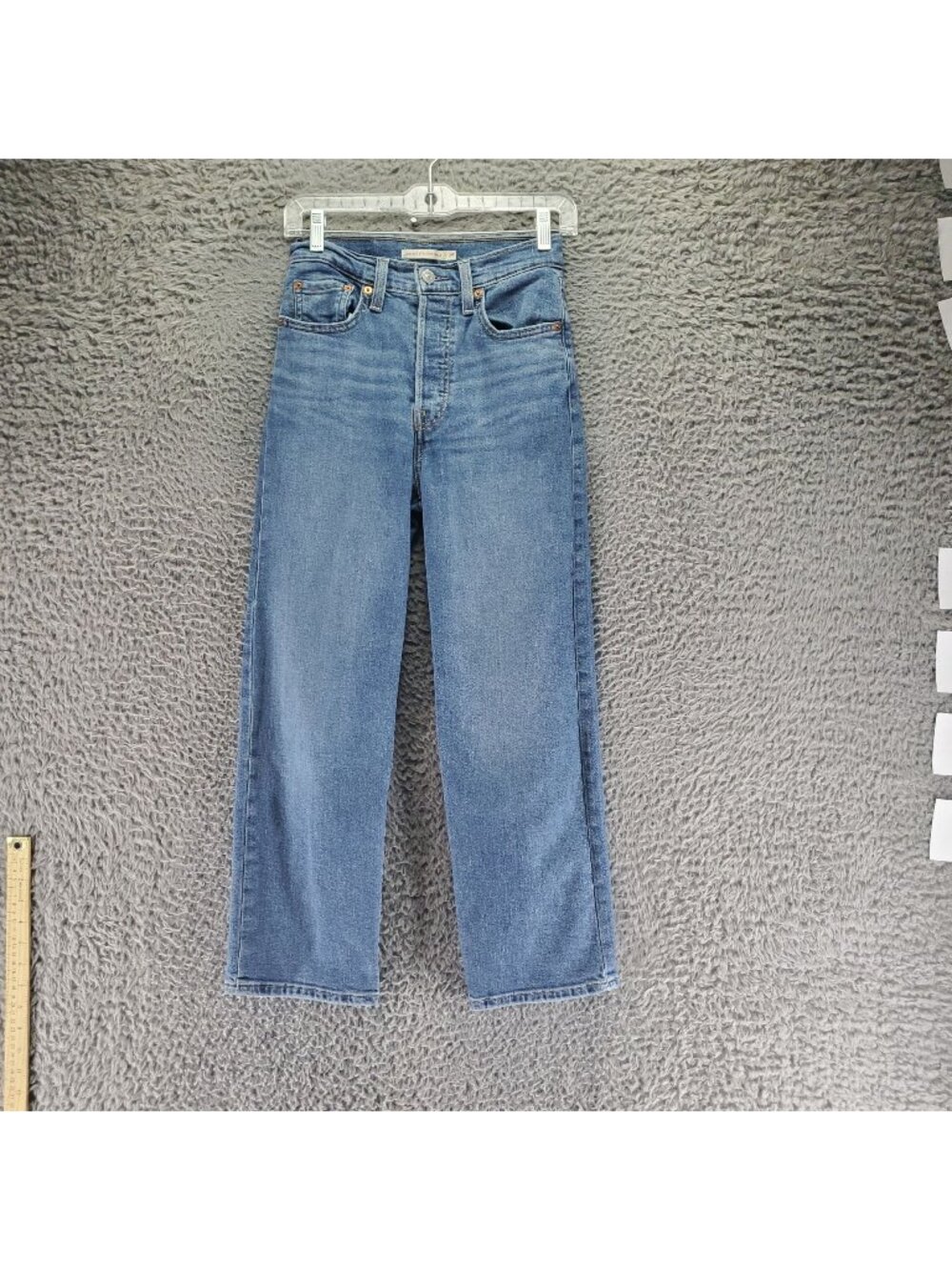 Levis Jeans Womens 25 Blue Ribcage Straight Ankle Button Fly Stretch *Read*